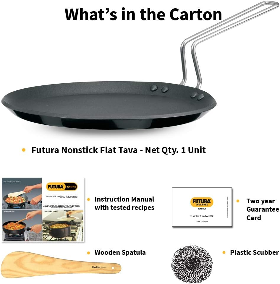 Hawkins FUTURA IQ45 Non-Stick Induction Compatible Flat Tava Griddle, 10-Inch Black image number 2