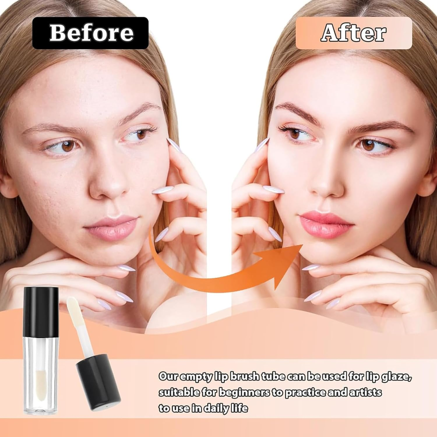 Kzvsiy 10 Pcs Empty Lip Gloss Tubes, 1.2 Ml Mini Refillable Lip Balm & Lip Gloss Containers, Transparent Mini Lipstick Bottles with Black Caps for Samples, DIY Lip Balms, and Cosmetics image number 1