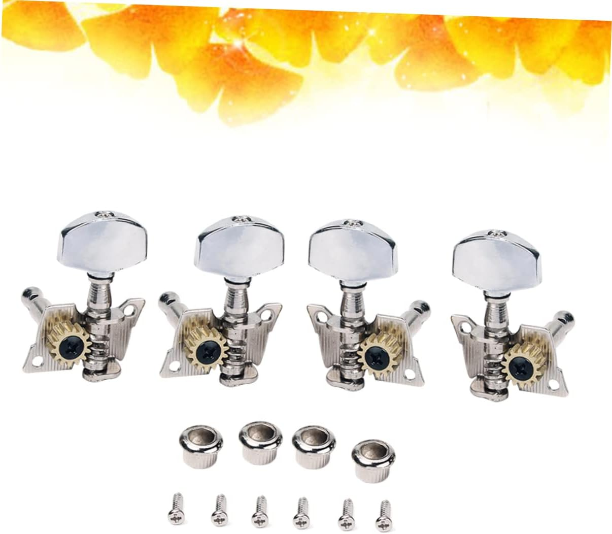 4Pcs Nickel Ukulele Tuning Pegs Machine Heads with Plastic Buttons and Mounting Screws for Beginners and Professional Use image number 2
