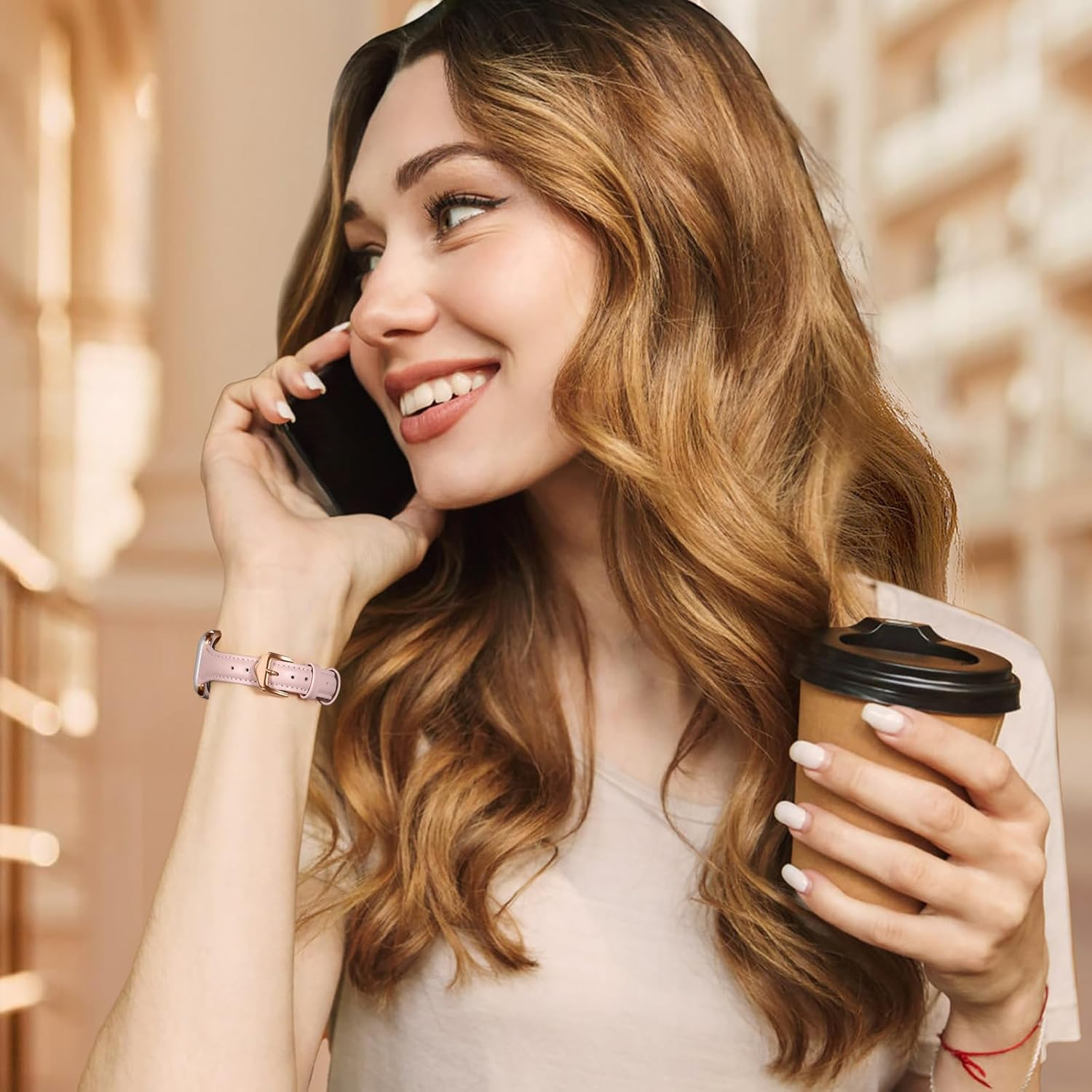 Getino Slim Leather Band Compatible with Apple Watch Bands for Women 40Mm 38Mm 41Mm 42Mm 44Mm 46Mm 45Mm 49Mm, Top Grain Genuine Leather Wristband for Iwatch Band Series 10 9 8 7 6 5 4 3 2 1 SE image number 6