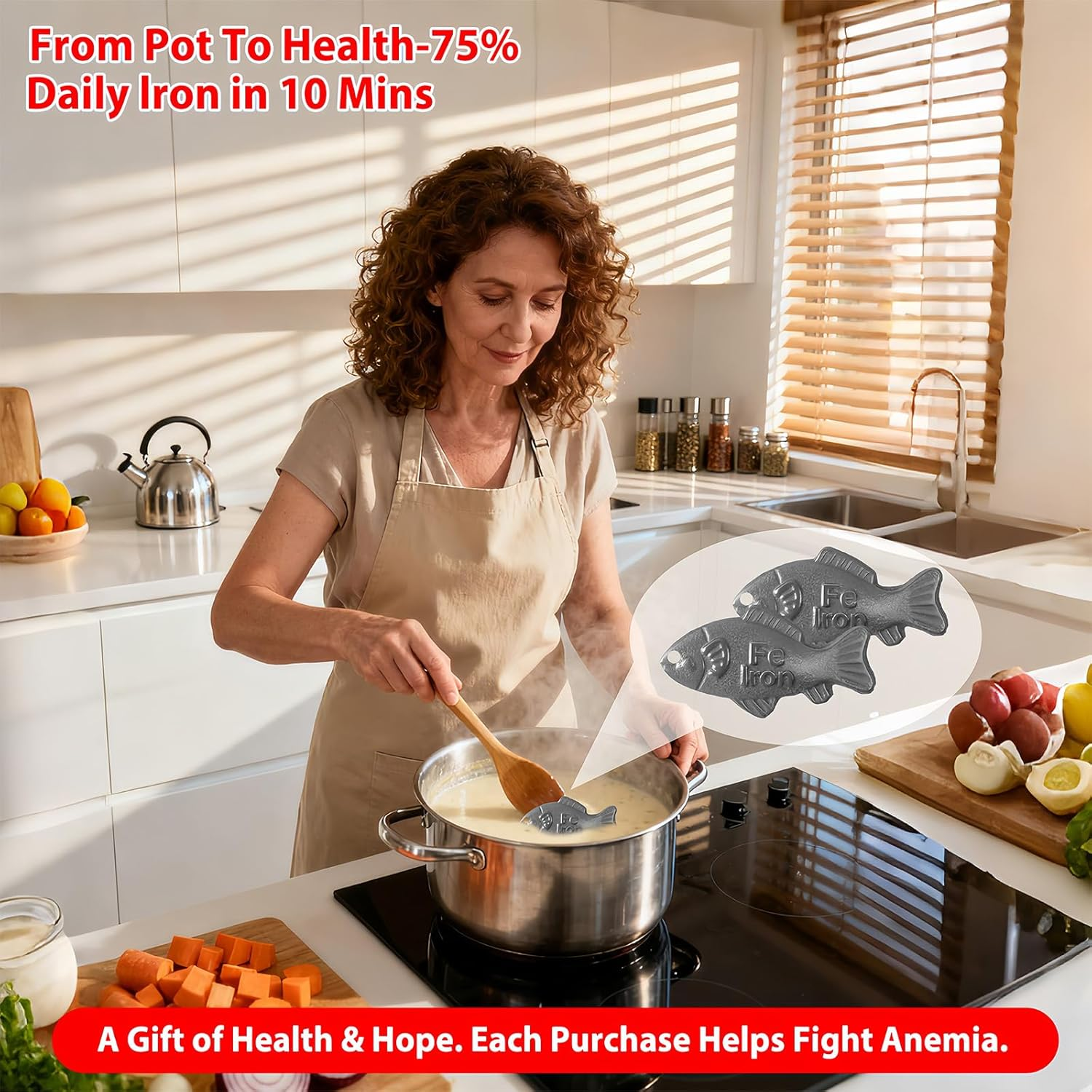 2Pcs Iron Fish Add Natural Iron for Cooking - Fit Food & Water & Soup | Safe & Effective for Vegans, Athletes, Pregnant Mums, Kids | Supports Iron Levels, Fights Iron Deficiency image number 4