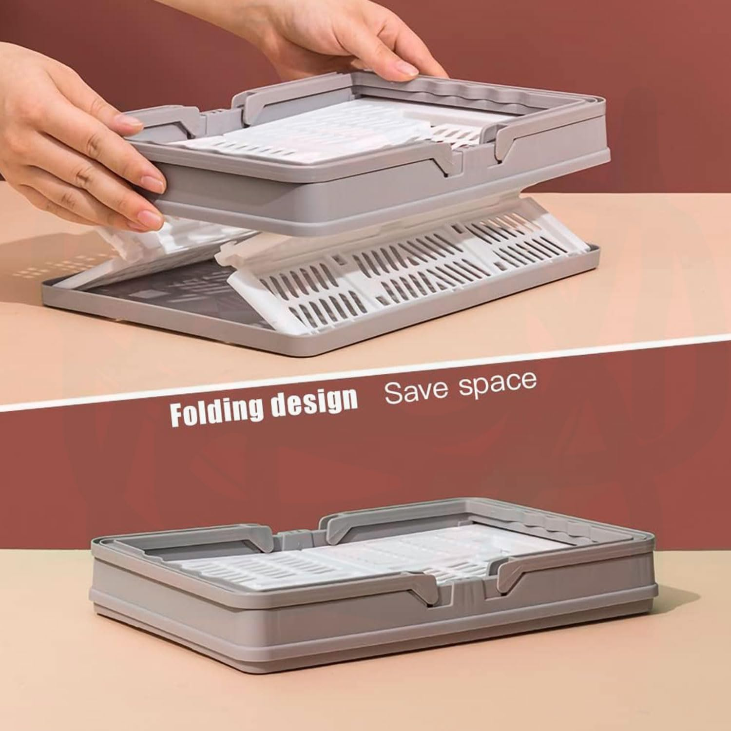 YIRANJIA 2-Pack 9L Collapsible Storage Crates - Foldable Handle Baskets for Picnics, Shopping & Camping (Blue, 30.5X20.5X16.5Cm) image number 1