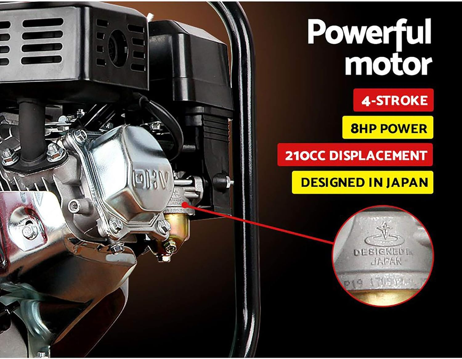 Giantz Petrol Water Pump, 2" High Flow Transfer Fire Fighting Pumps Rain Tank Oil Irrigation Garden Farm Pond Outdoor Irrigations, with Hose Fittings Inlet Filter Rubber Feet Black Red - 50M Lift image number 5