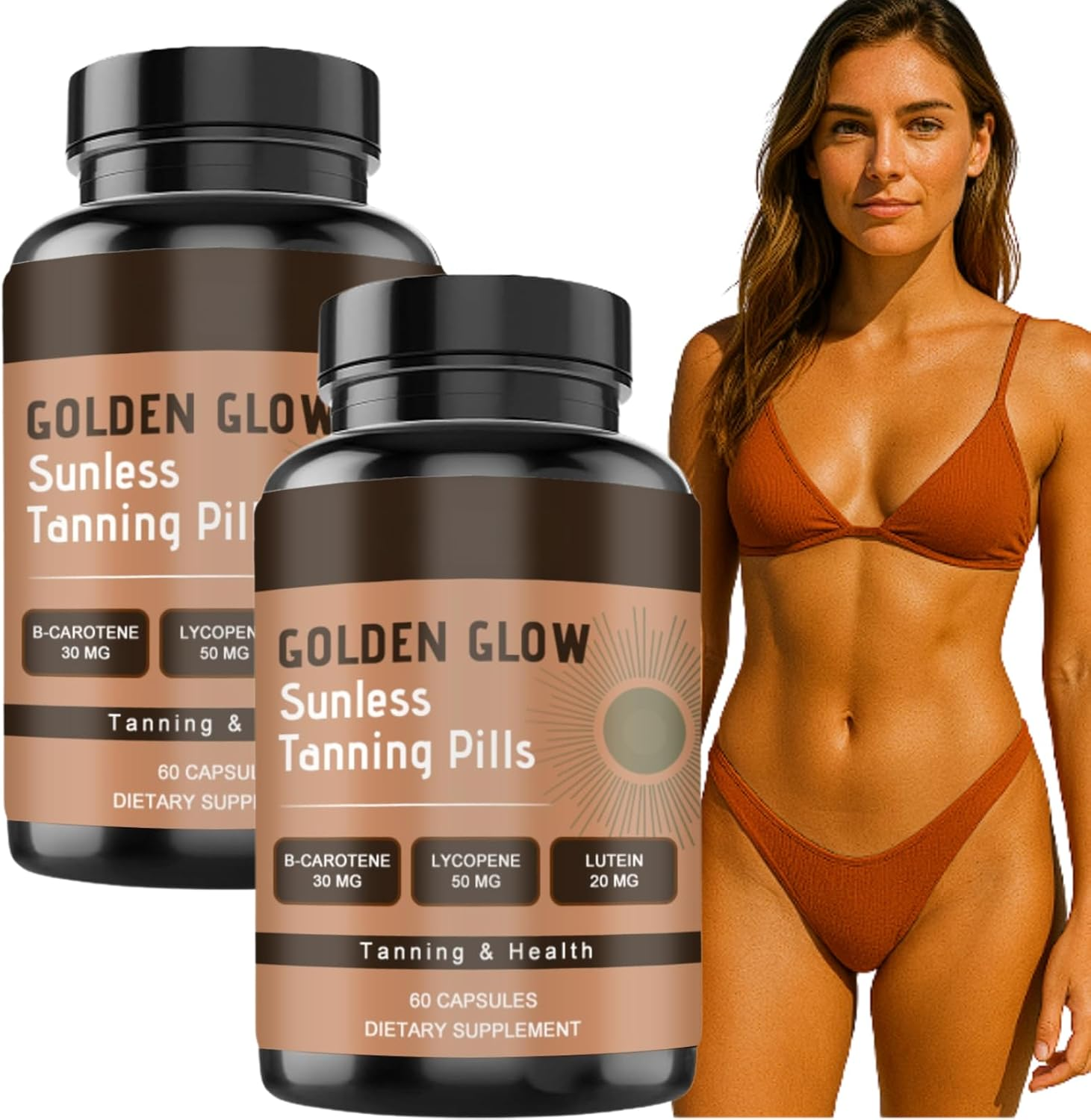 Nuvilo Tanning Pills for Men and Women, Natural Blend Capsules, Promotes Sun-Kissed Glow, Healthy Bronze Tan and Skin Support, 60 Count (1 Box)