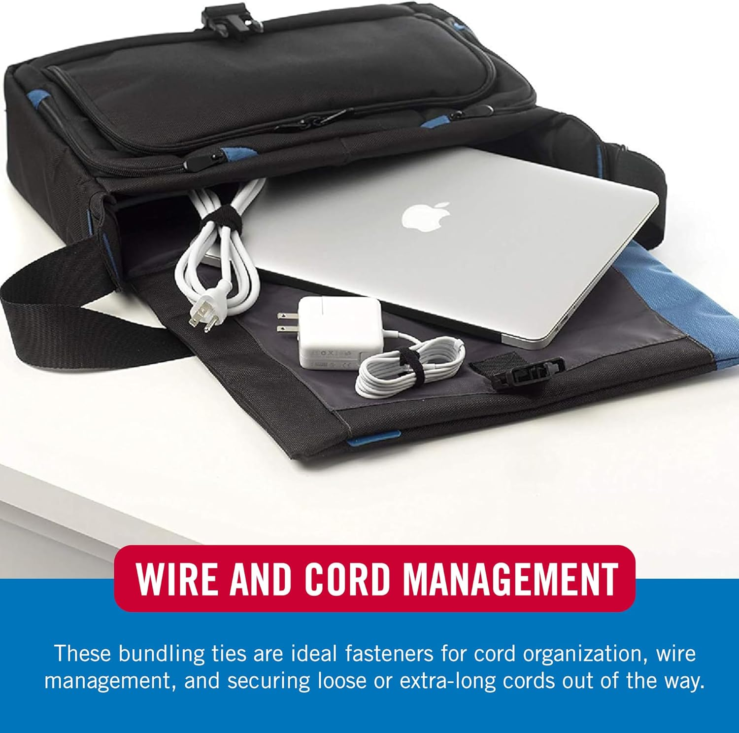 VELCRO Brand 150Pk Cable Ties Value Pack | Replace Zip Ties with Reusable Straps, Reduce Waste | for Wire Management and Cord Organizer | 8 X 1/2" Thin Pre-Cut Design, Black and Gray image number 6