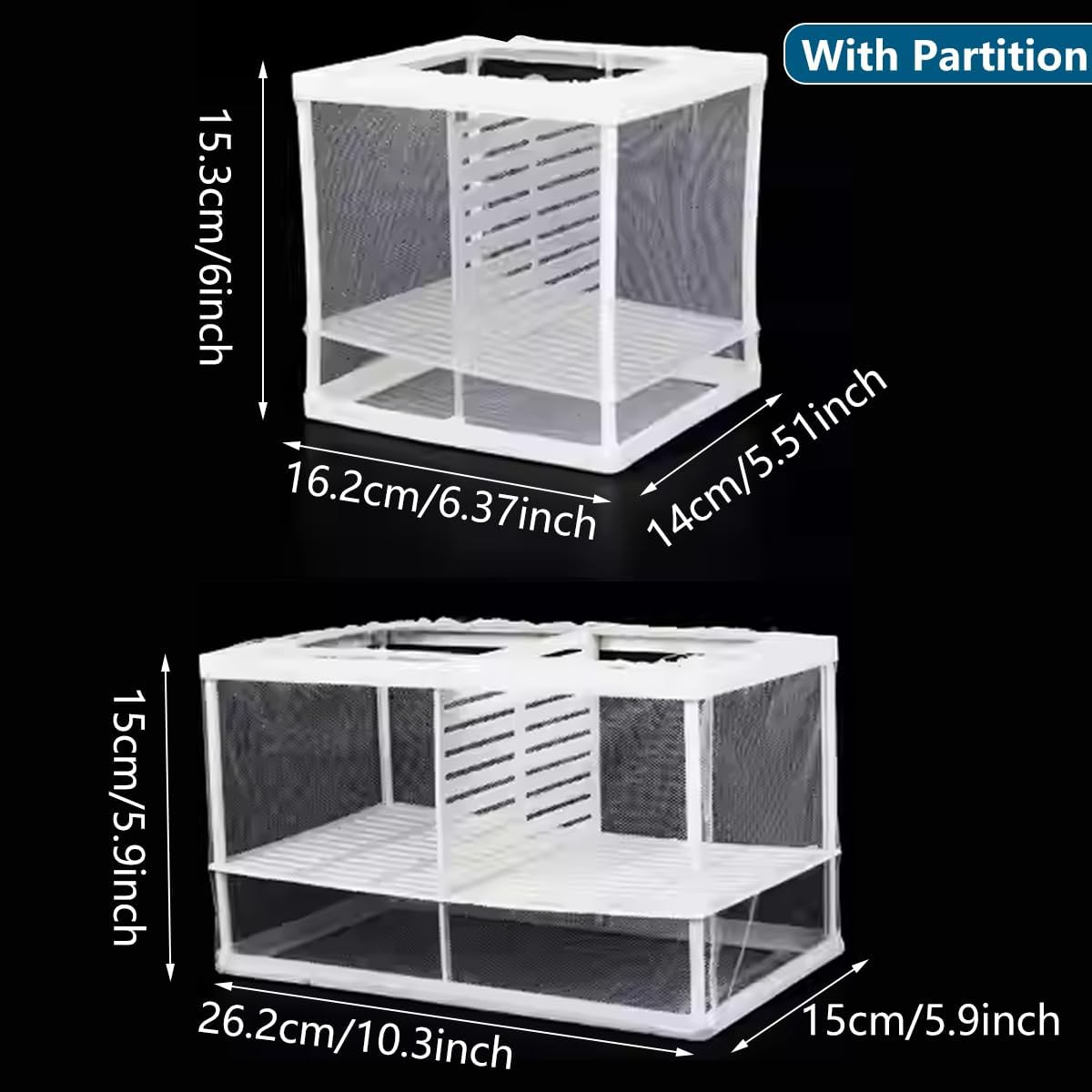 AIMALL 2Pcs Fish Fry Breeding Box Guppy Fish Hatching Box, Juvenile Fish Isolation Net, Small Fish Incubator, Aquarium Isolation Box for Breeding and Protection image number 6