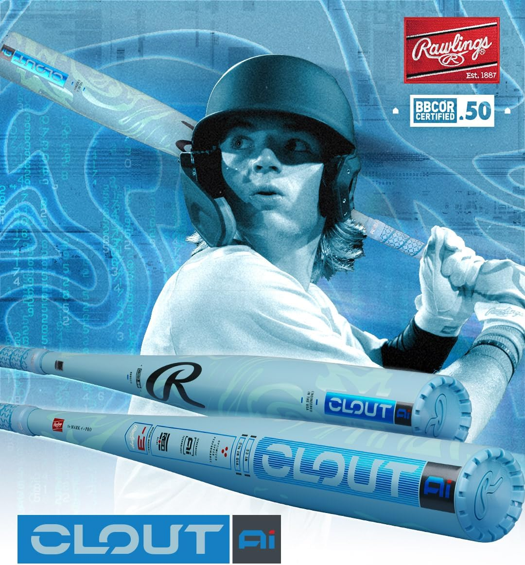 Rawlings | 2025 | Clout AI Baseball Bat | BBCOR | -3 Drop | 2 5/8" Barrel | 1 Pc. Alloy image number 3