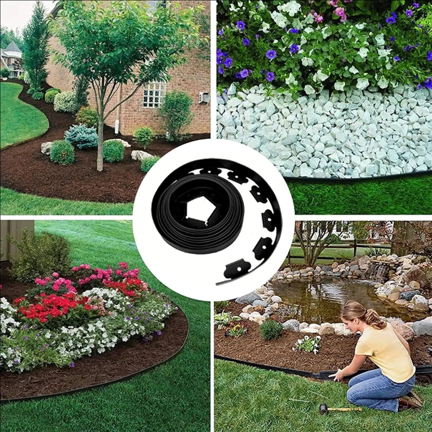 Garden Edging Border, 40Ft Landscape Edging with 40 Spikes for Lawn 2 Inch Tall(Black, 40FT) image number 3