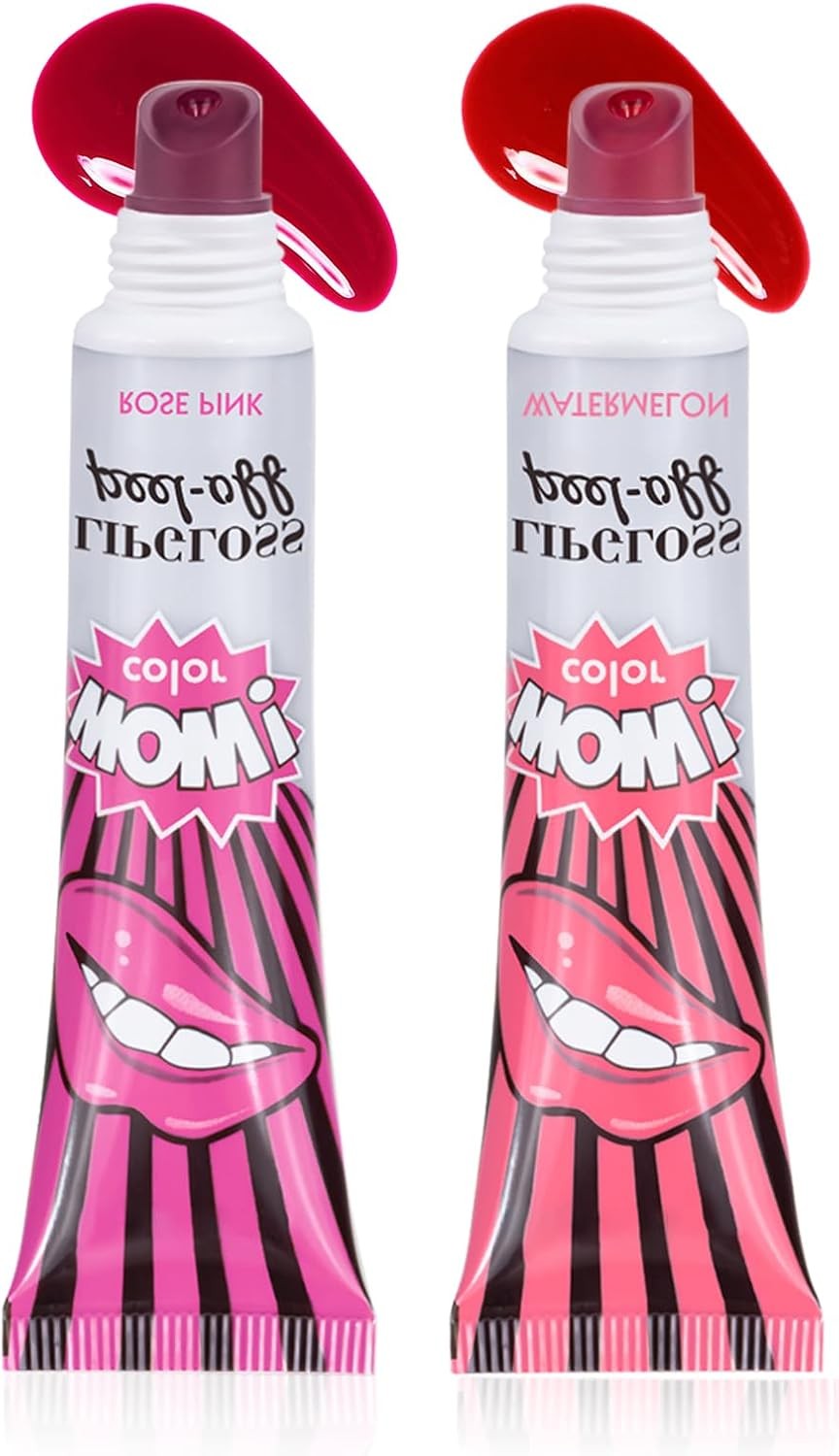 DAGEDA 2 Colors Peel off Lip Stain, Matte Finish Tattoo Lip Gloss, Lip Stain Peel Off, Lip Tint Transfer Proof and Waterproof Tattoo Magic Color Lip Liner, Non Stick Color Peel off Lip Mask(02+03)