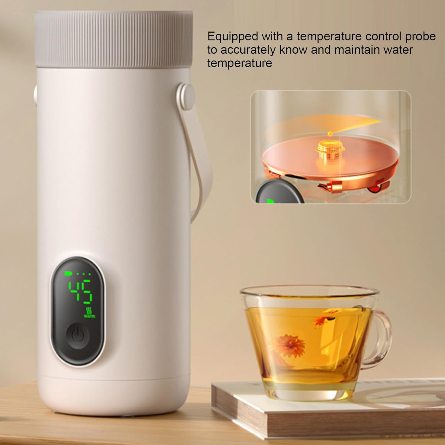 Bewinner USB Rechargeable Travel Electric Kettle 350Ml, Battery Powered Hot Water Boiler for Tea Coffee, Portable Cordless Cup for Car, Camping, Outdoor Use image number 2