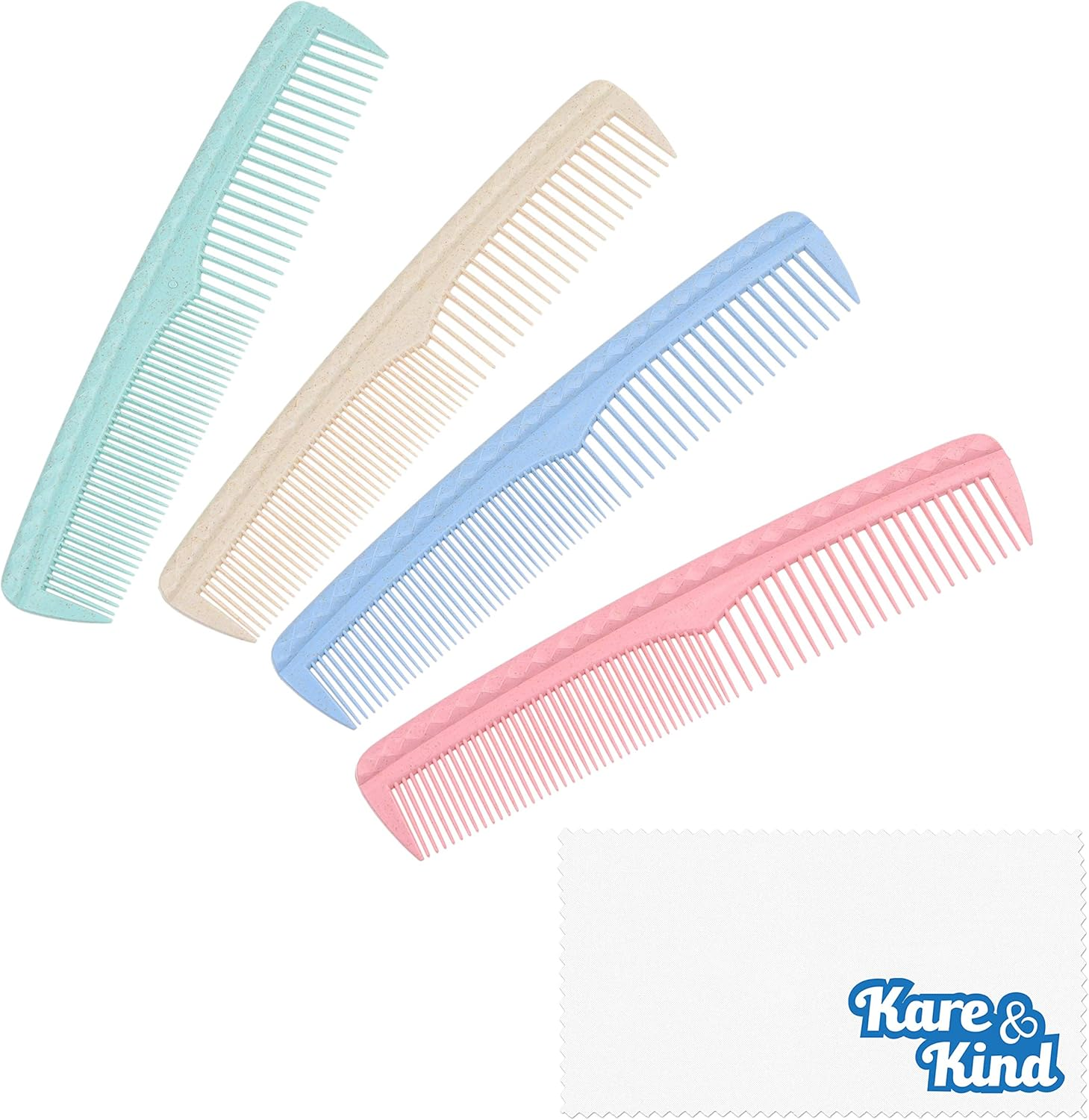 Kare & Kind Hair Comb Set - Colourful 4-Piece Durable Plastic Comb - (7.6 Inch) - Coarse and Fine Tooth - for Combing, Hair Styling, Trimming, Cutting - Home and Hairdressing Salons image number 1