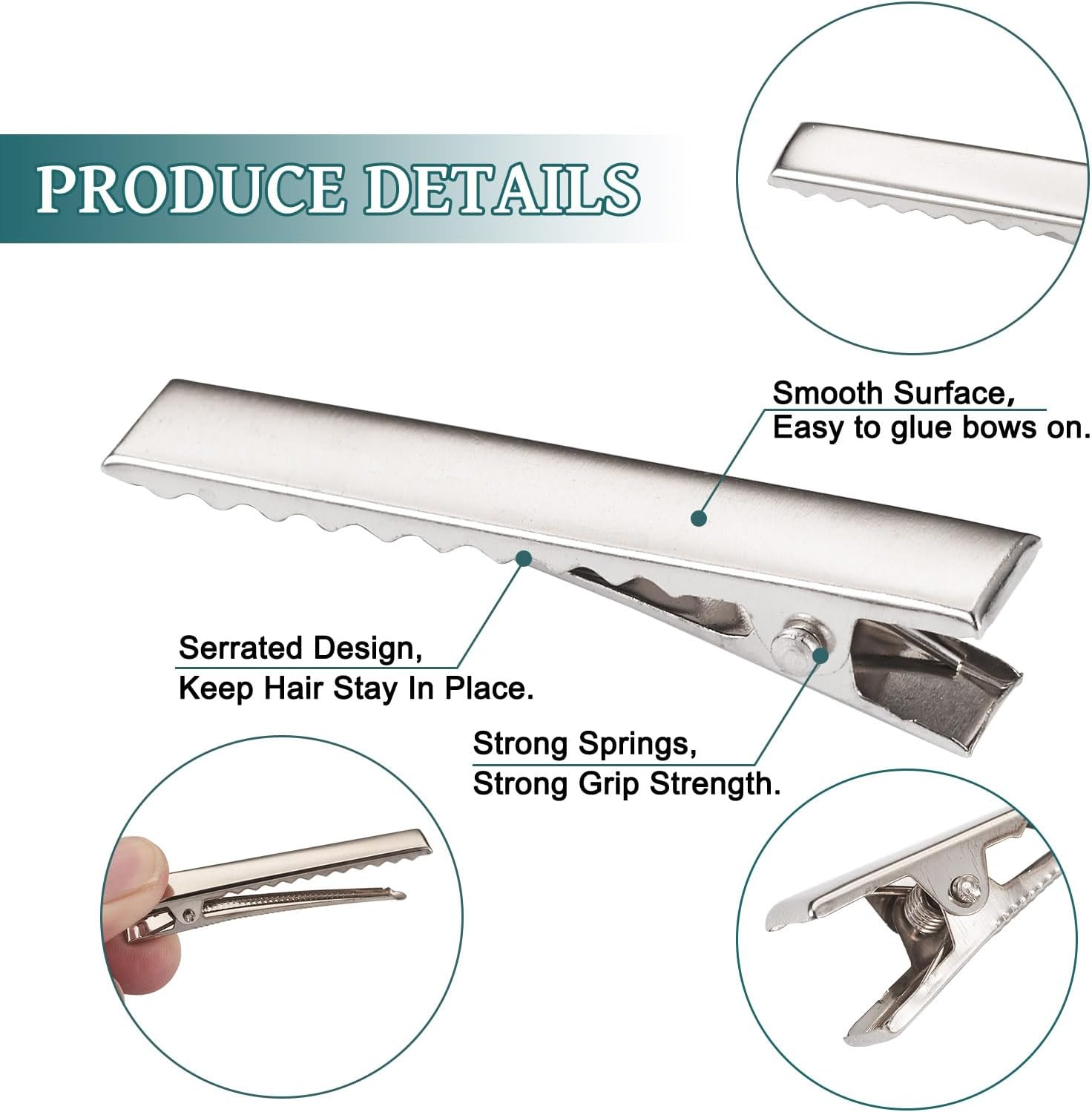 FASHEWELRY Hair Clip, 120Pcs Alligator Iron Hair Clips, 12 Style, 3 Colors, Hair Barrette Blanks for Bows Making, Hair Accessories, Size 31X8X8Mm-57X11X10Mm, for Women image number 1