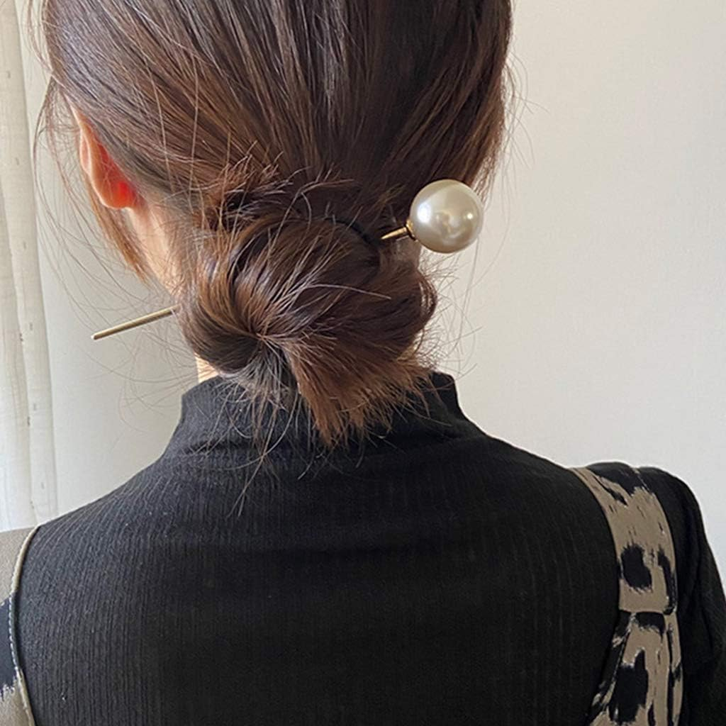 Faux Pearl Ball Hair Pins Vintage Metal Chopsticks Hairpins Hairpins Updo Bun Holder Decorative Hair Accessories Styling Accessories Hair Clips for Women Wood image number 3