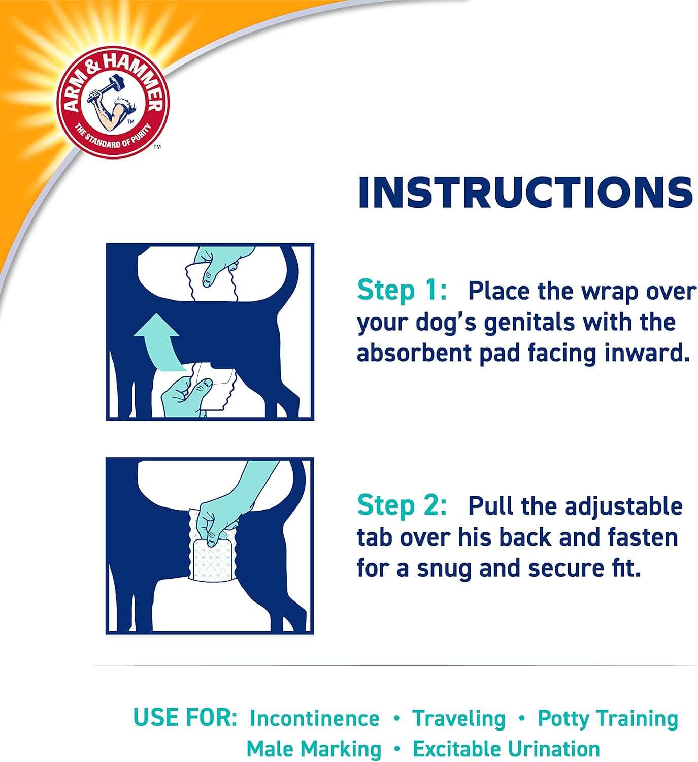 Arm & Hammer for Pets Female Dog Diapers, Size Small, 12 Count | Ultra-Abosorbent, Adjustable Girl Dog Diapers with Leak-Proof Protection and Wetness Indicator image number 1