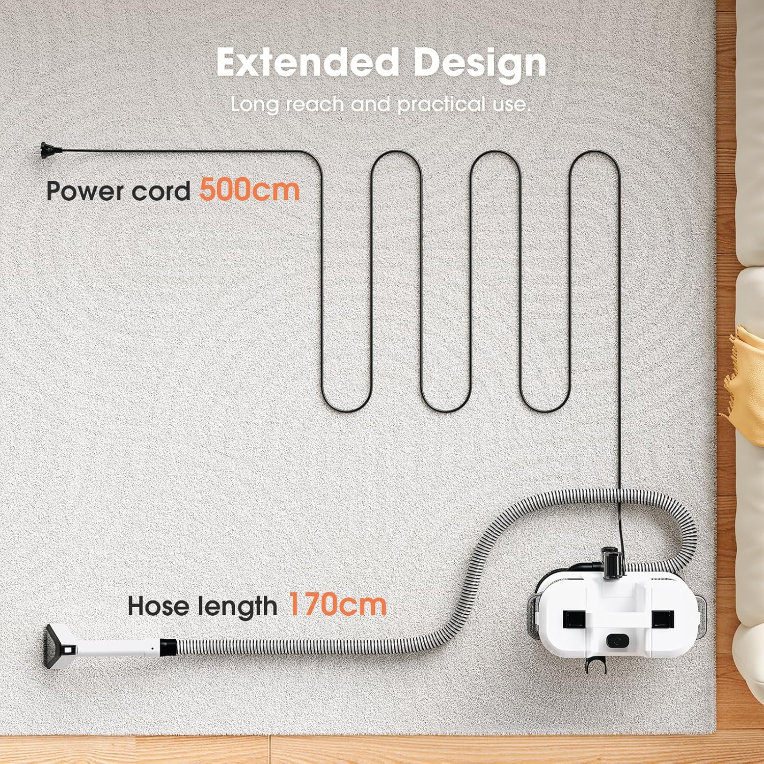 Carpet Spot Cleaner 450W Motor - 13.5Kpa Suction Upholstery Cleaner Machine, Handheld Portable Carpet Cleaner with Self-Cleaning Deep Cleaning for Pet Stain, Couch, Area Rug and Car image number 4