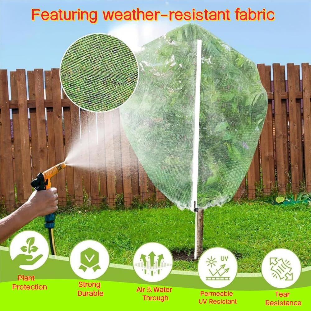Fruit Tree Netting， Plant Cover with Drawstring | Lightweight Gnat-Proof Tree Netting for Outdoors, Patio, Backyard, Landscaping, Garden, Farm image number 3
