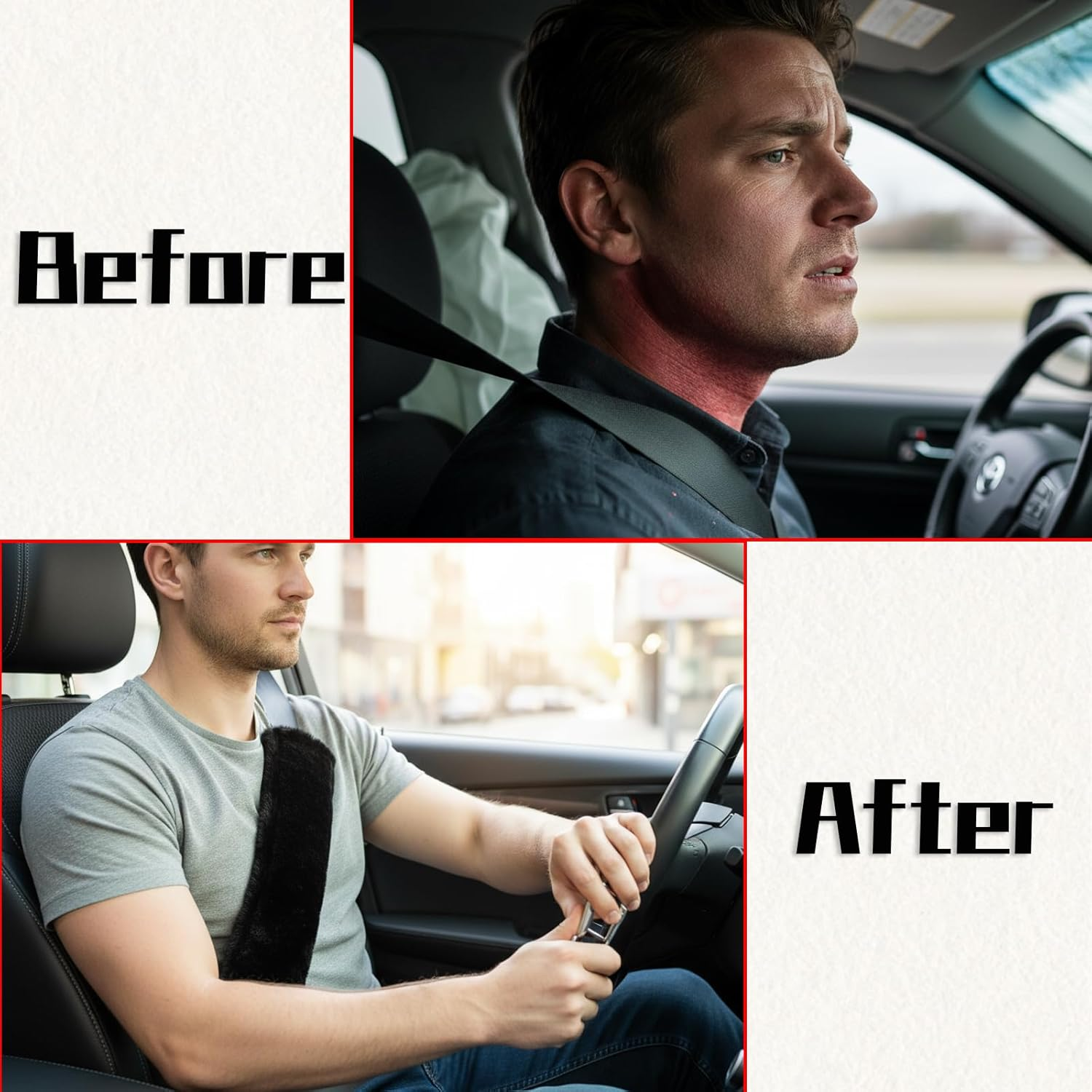 Seat Belt Cover, 2-Pack Black 25X10Cm, Soft Shoulder Strap Pads for Comfortable Driving, Suitable for Adults and Children, Long Distance Travel and Daily Commute image number 5