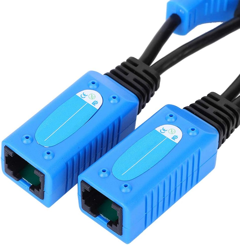 2Pcs Splitter RJ45 Combiner POE Adapter Connectors Power Cable Kit Works with IP Security Cameras, Wireless Access Points image number 2
