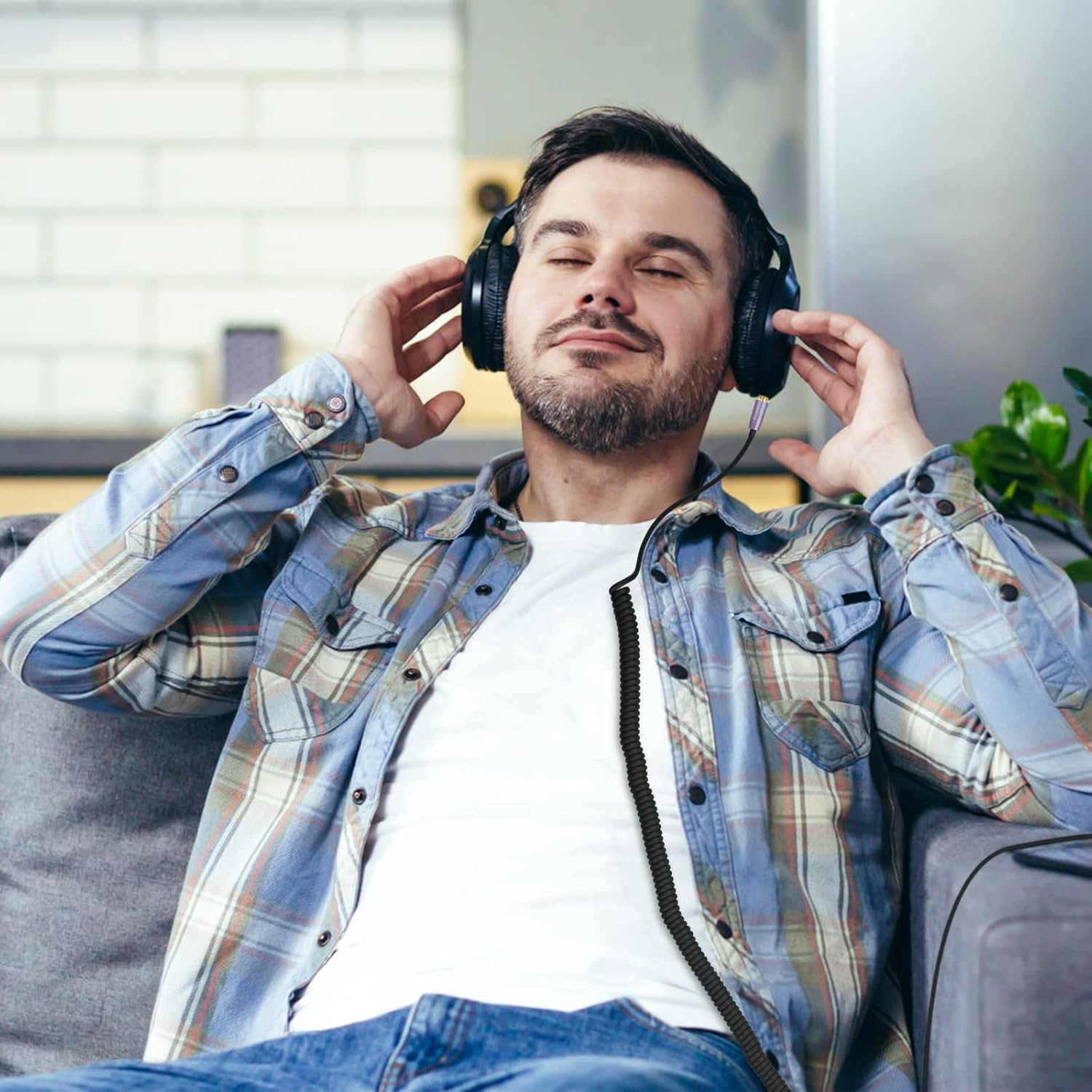 Saipomor WH-1000XM5 Cable Replacement Audio Coiled Cord Compatible with Sony WH-1000XM4 WH-1000XM3 WH-1000XM2 WH-XB910N WH-XB900N WH-XB700 WH-H910N WH-H900N WH-H810 WH-H800 WH-CH710N image number 2