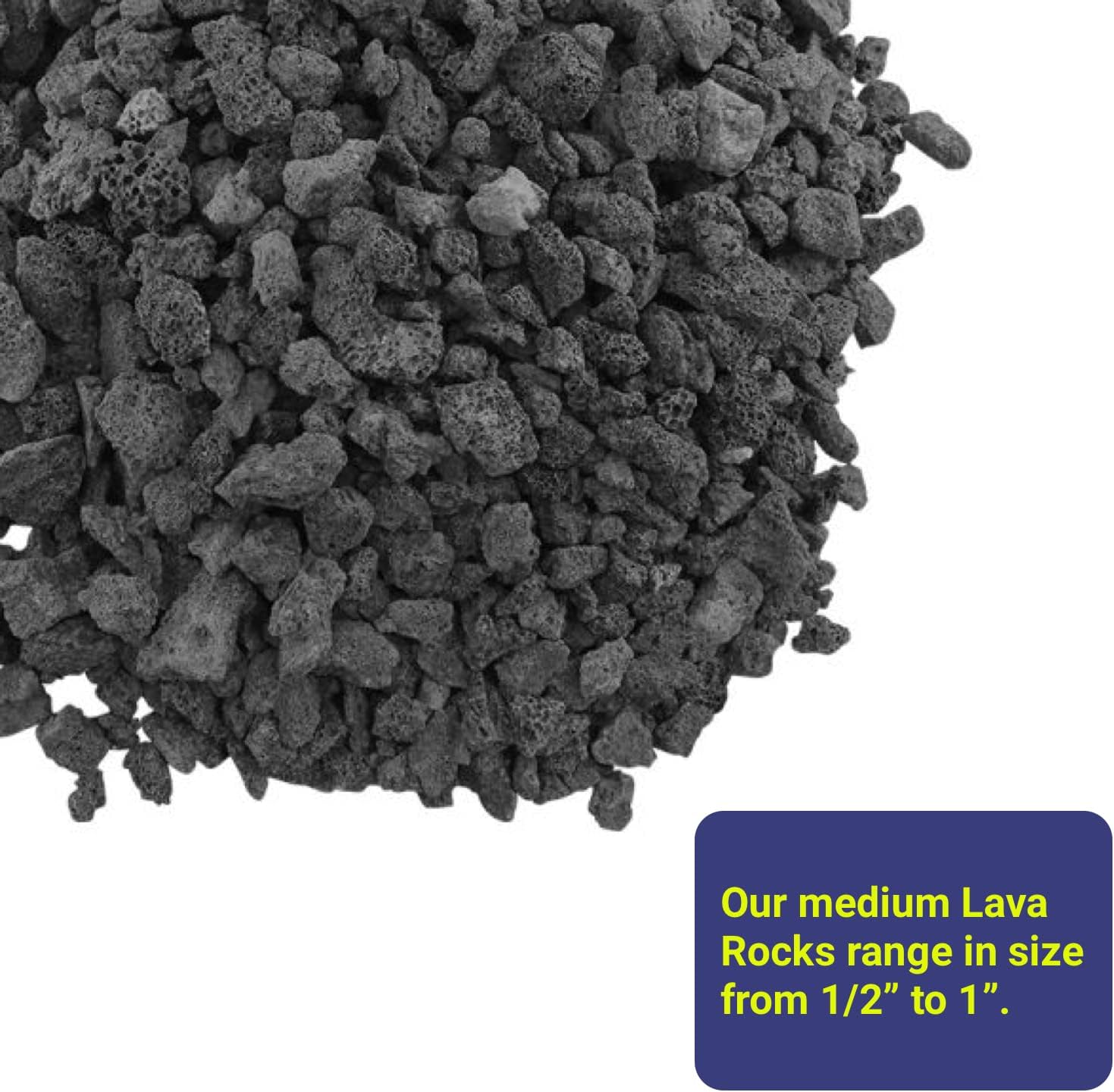 Medium Lava Rocks 10 Pounds by American Fire Glass- Volcanic Fire Pit Lava Rocks for Indoor Log Fireplace, BBQ, Grill, Gas, Aquariums- All-Natural Decorative Landscaping Black- Made in USA- 1/2" X 1" image number 3