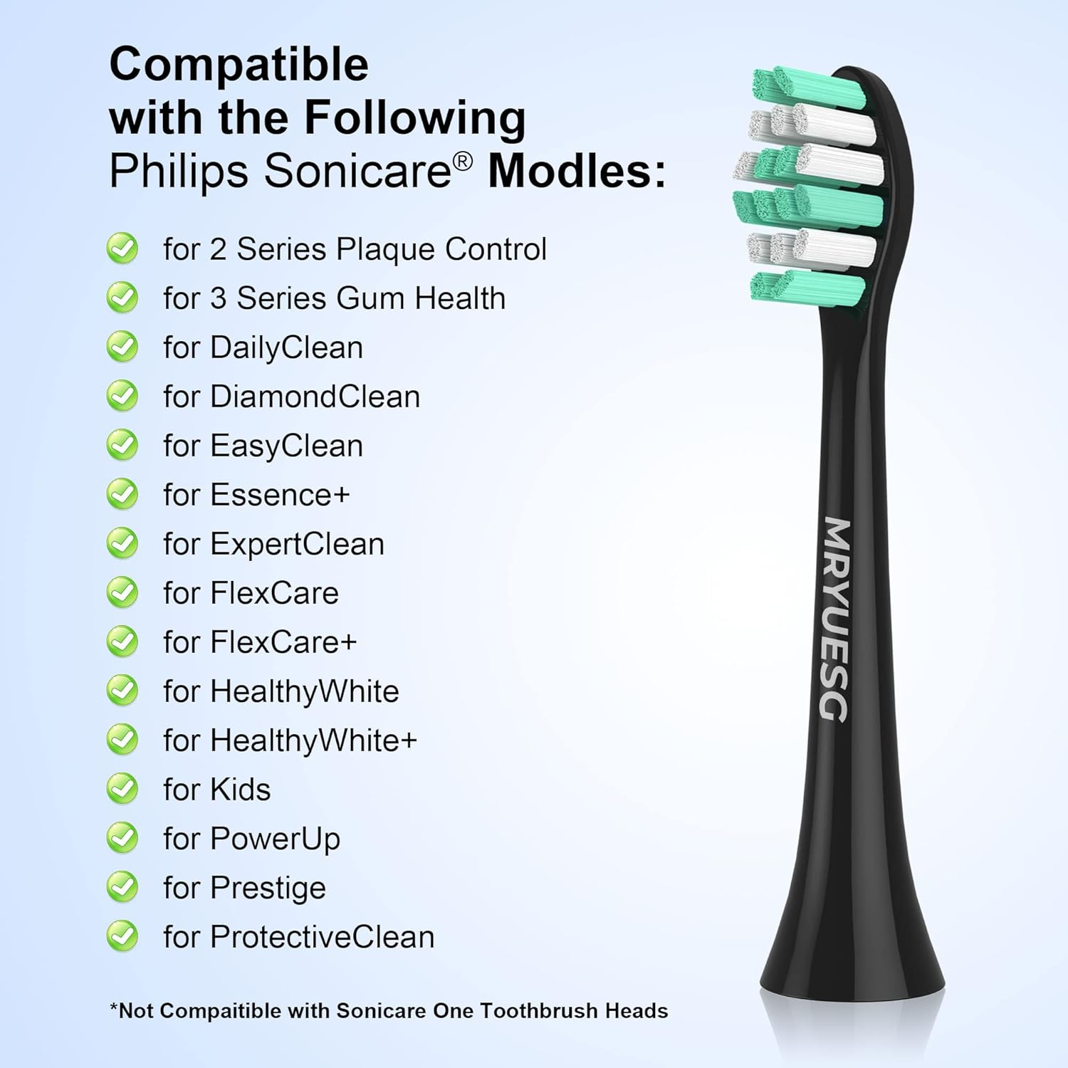 MRYUESG Replacement Heads Compatible with Philips Sonicare 10 Pack, Electric Tooth-Brush Head for Phillips, Black image number 1