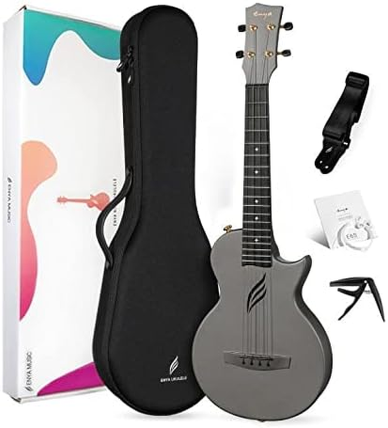 Enya Nova UE Electric Pro Tenor Carbon Fibre Ukulele Acousticplus Pickup Black