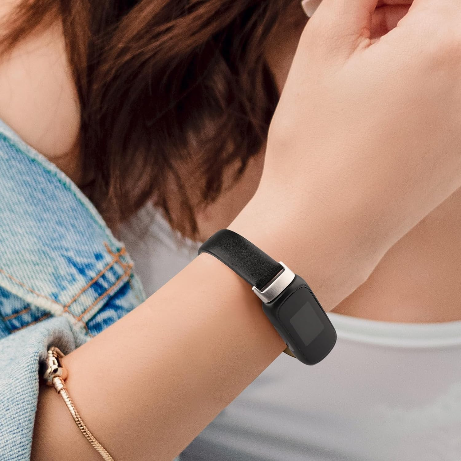 Leather Band for Fitbit Inspire 3 Bands Women Men, Soft Leather Loop Replacement Straps for Fitbit Inspire 3/2/HR Fitness Tracker - Grey image number 5