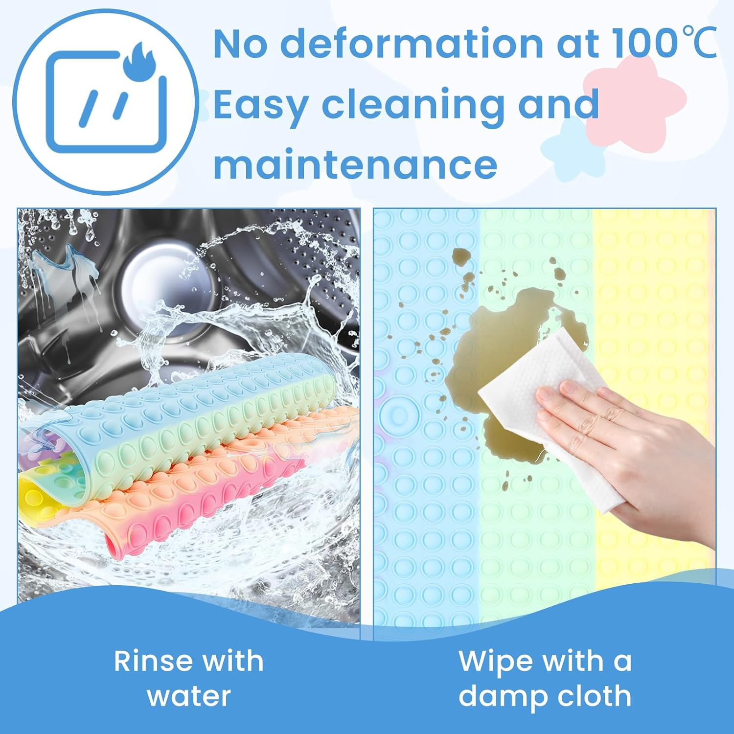 Baby Bath Mat for Tub Kids Non Slip 27"X15" Colourful Bathtub Mats with Push Bubbles & Suction Cups for Bathroom Shower Room (Colorful, 1Pc) image number 3