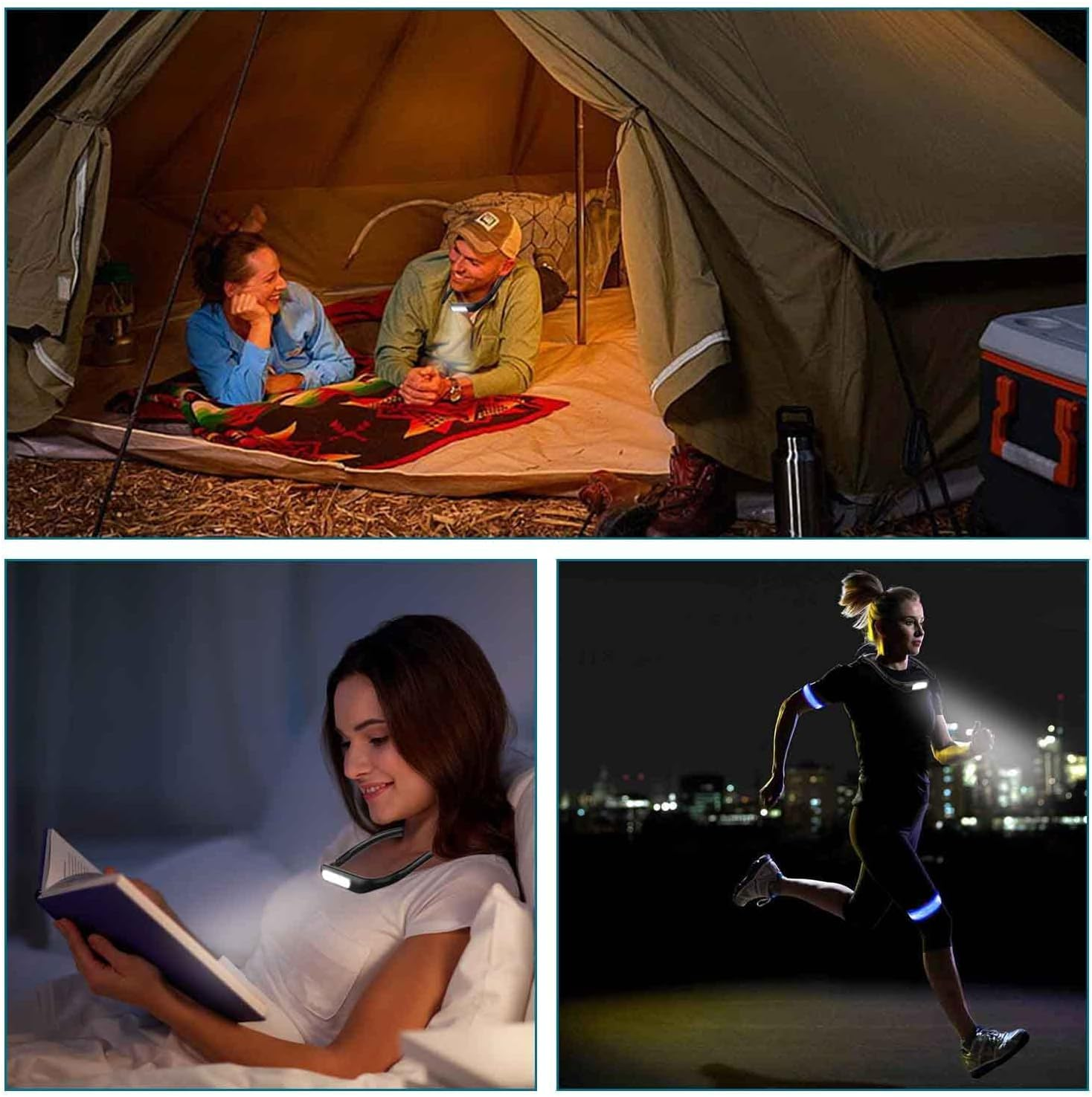 LED Neck Reading Light,Book Light in Bed,Adjustable Brightness Desk Lamp,3 Color with Bendable Arms,Suitable for Repairing,Night Running,Walking,Knitting,Camping (1PCS) image number 6