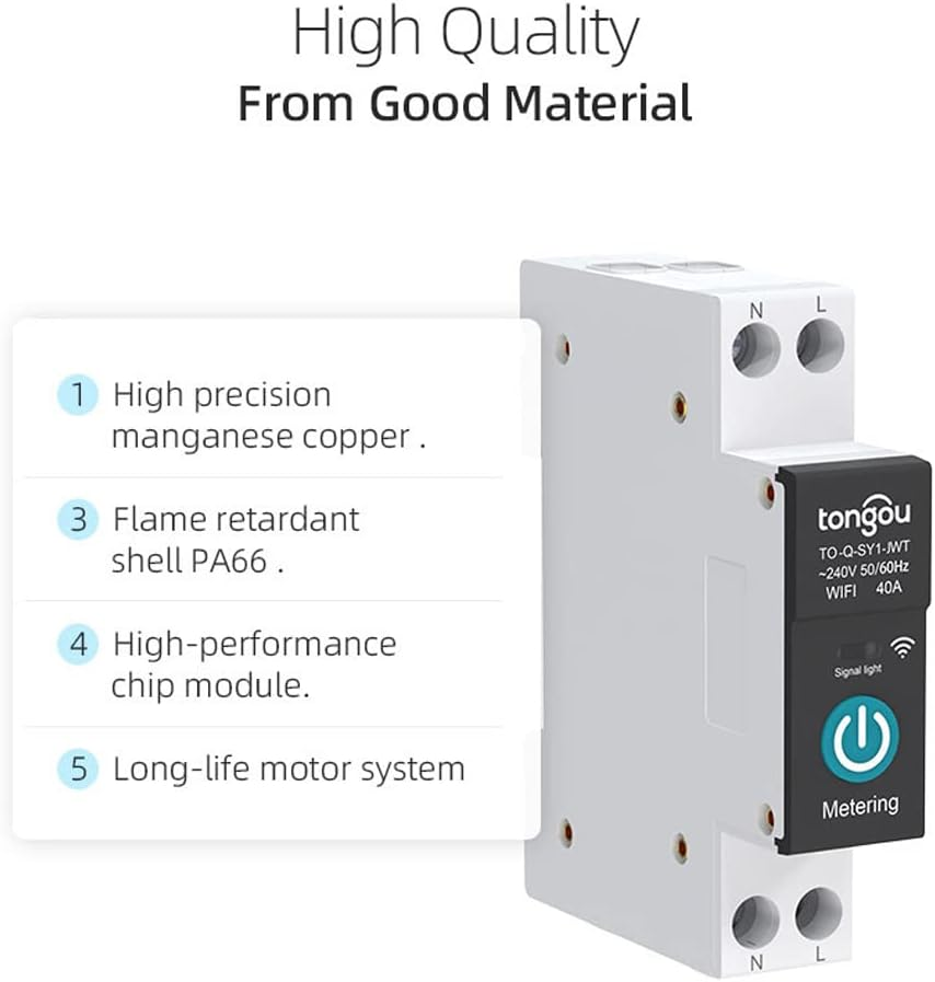 Tuya Wifi Intelligent Circuit Breaker Wireless Remotes Control Switch Mobilephone APP Remotes Viewing Intelligent Home Circuit Breaker Timing Countdown Loop Timing Modes with Metering Compatible With image number 3