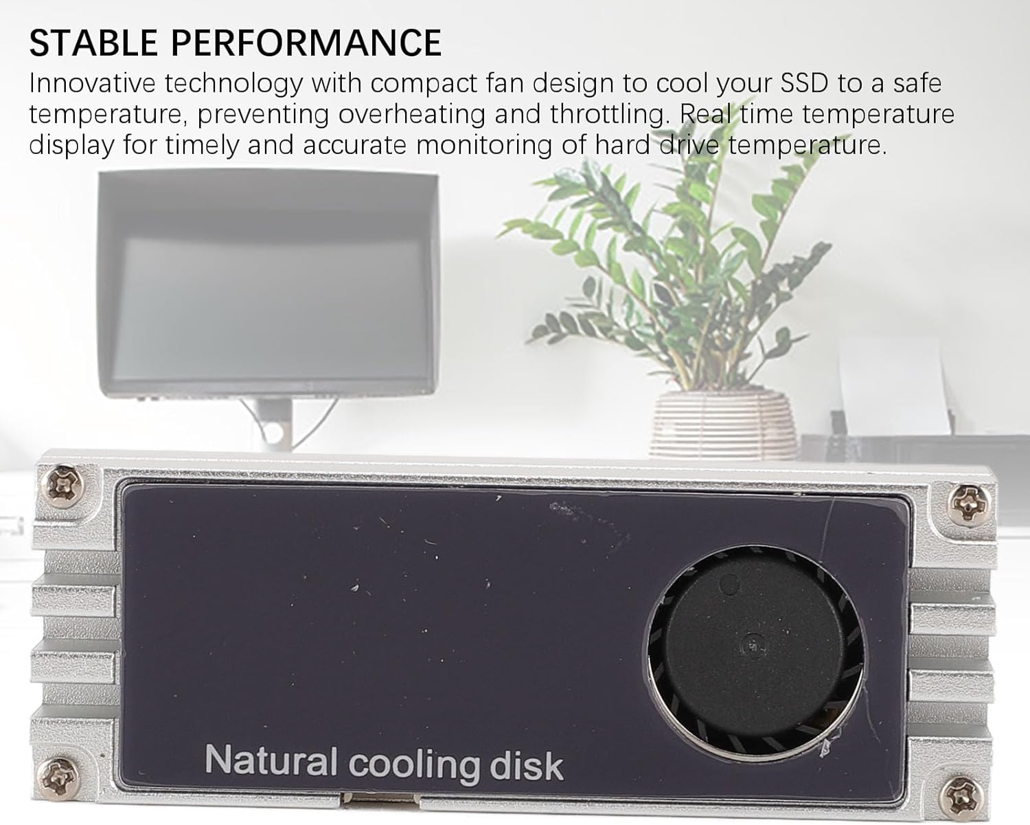 Nvme M.2 Heatsink with Temperature Display, M.2 Nvme 2280 SSD Cooler with Dual Thermal Conductive Silicone Pads, for M.2 Interface 22X80Mm Ssds (Silver) image number 2