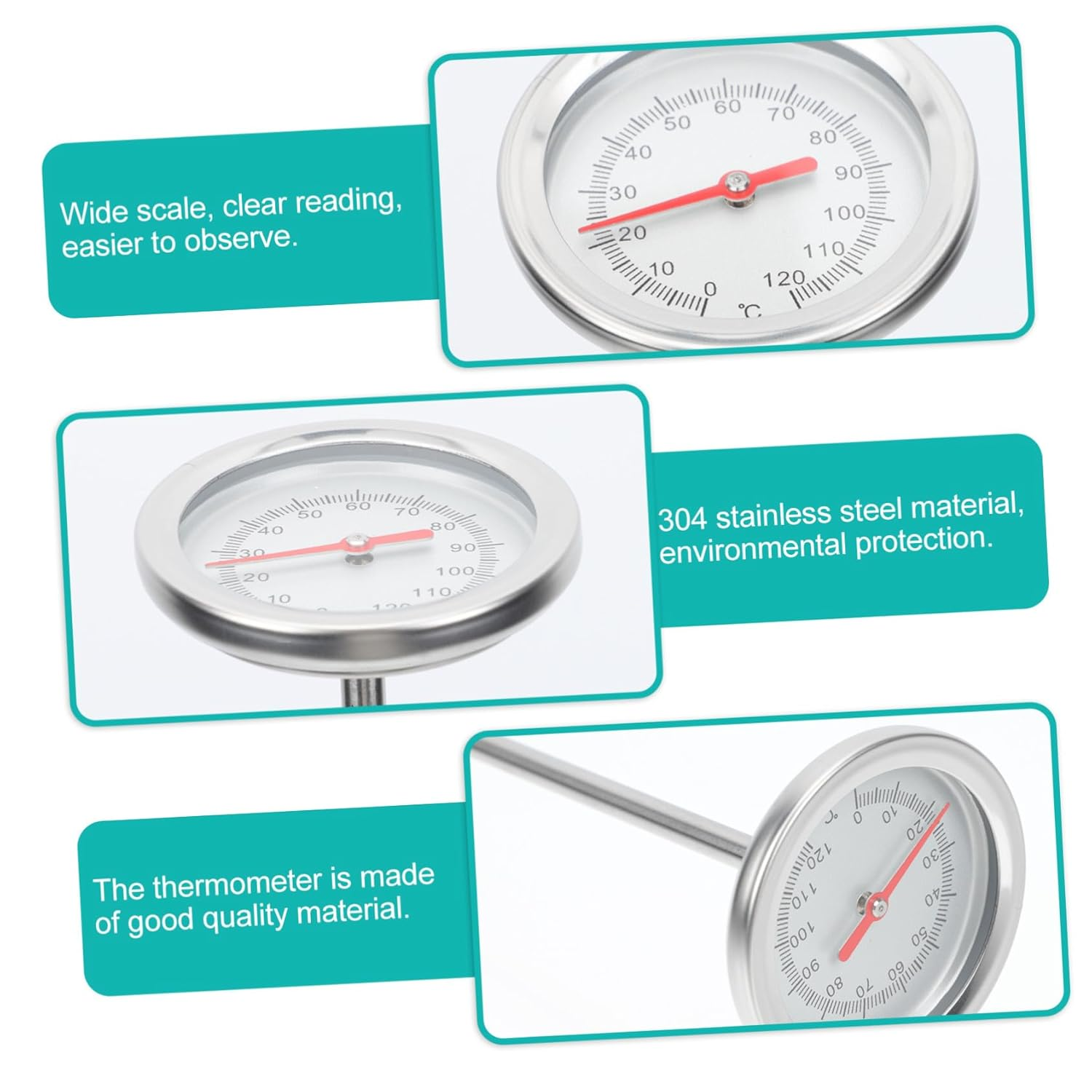 HANABASS Stainless Steel Compost Thermometer Probe Long Soil Temperature Measuring Tool C- C Accurate Gardening Instrument Lightweight for Planting and Soil Monitoring image number 5