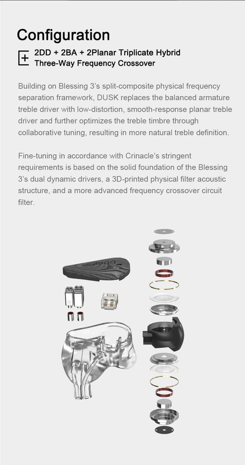 Moondrop X Crinacle Dusk Iems 2Dd+2Ba+2Planar Earphones with 0.78 2 Pin 3.5Mm/Usb-C Plug image number 5