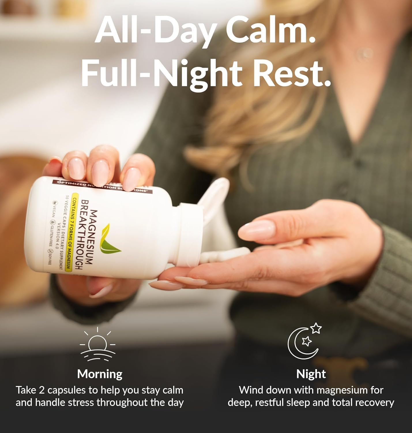 Magnesium Breakthrough Complex Supplement with 7 Forms of Mg: Natural Support for Sleep and Cognitive Function -Calming Vitamins image number 2