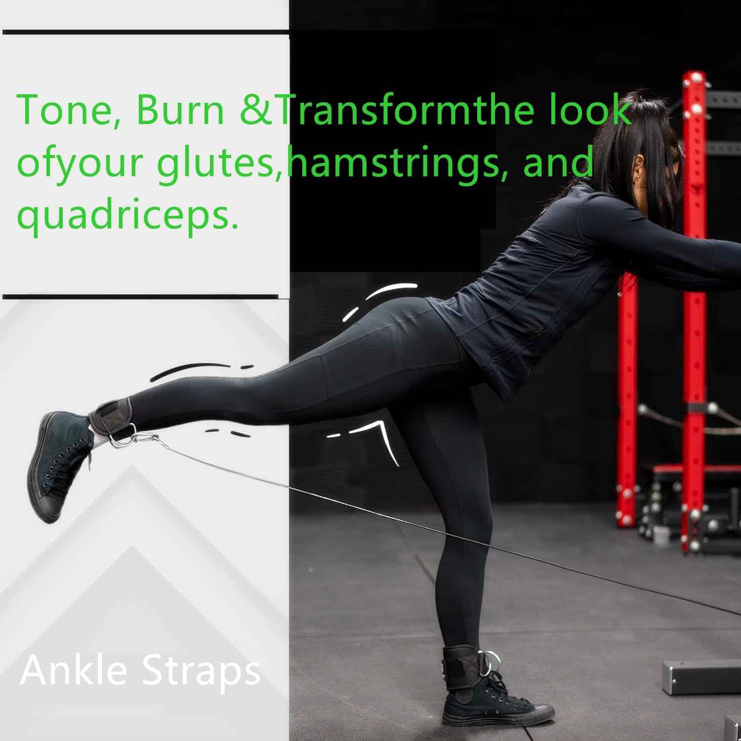 2 Packs Ankle Strap Adjustable Comfort Neoprene and Double D Ring, Ankle Strap Gym Cable Attachment for Gluteal Exercises, Leg Extensions, Curls, and Hip Abduction for Men and Women -(Black) image number 3