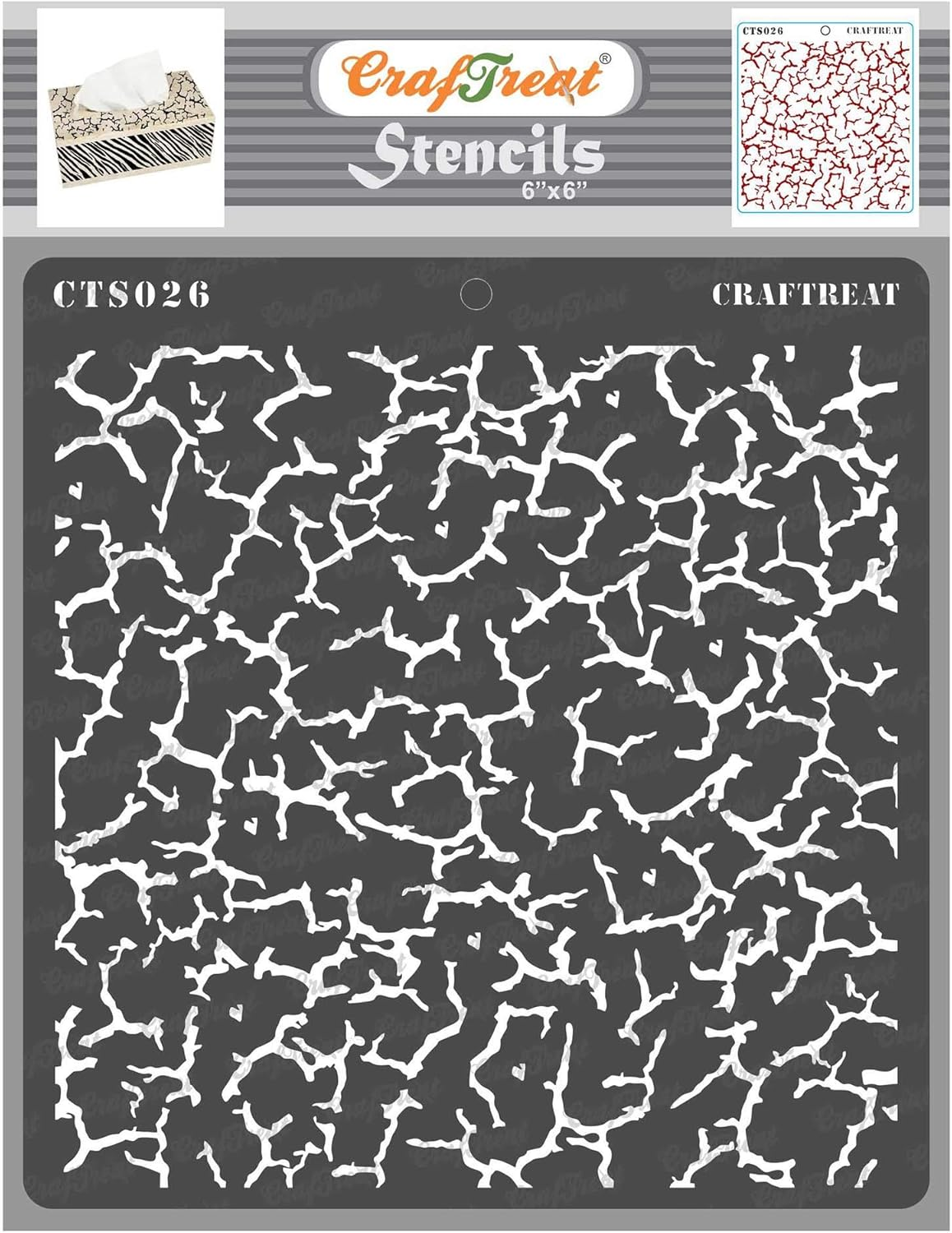 Craftreat Reusable Vintage Texture Stencil for Crafts, Furniture & Concrete - Size: 6X6 Inches image number 1