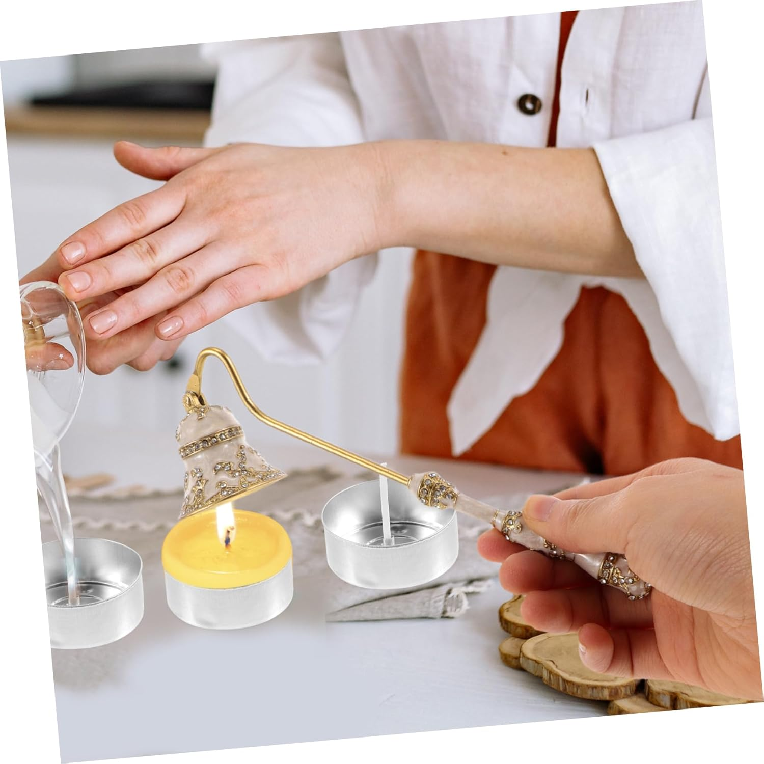 Beaupretty Candle Flame Extinguisher Decorative Metal Tool Safe and Easy Wick Snuffer for Aromatherapy Candles image number 4