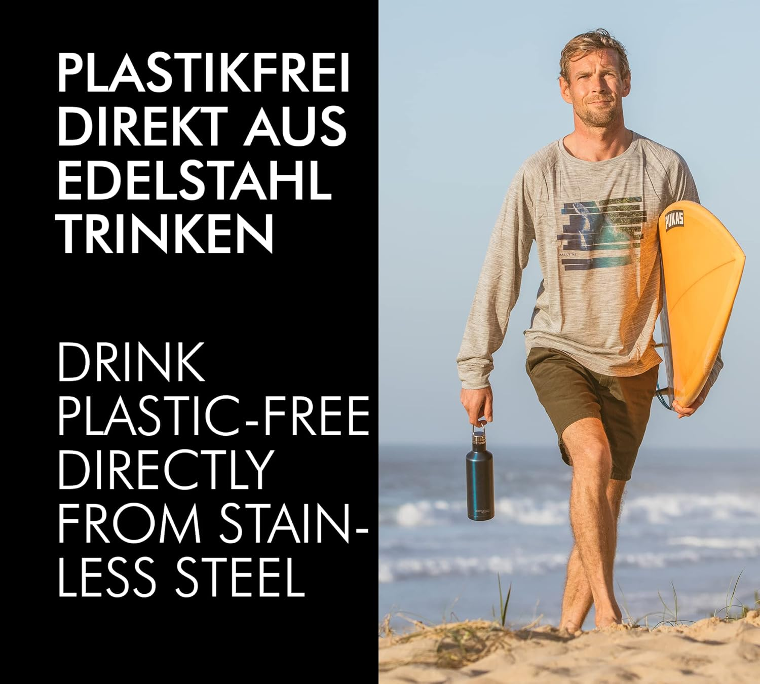 Thermocaf&eacute; by THERMOS TC Traveler Bottle Sapphire Blue Mat 0.75 L, Stainless Steel Thermos Flask, 12 Hours Hot & 24 Hours Cold, Completely Leak-Proof for School, Office, Water Bottle with Handle image number 2