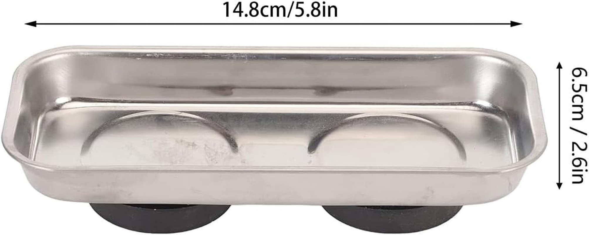 AIMALL Stainless Steel Magnetic Tool Tray &ndash; Rectangular Magnetic Parts Bowl for Screw and Nut Storage, Durable 5.8X2.6In Hardware Organizer Plate for Garage and Workshop image number 6
