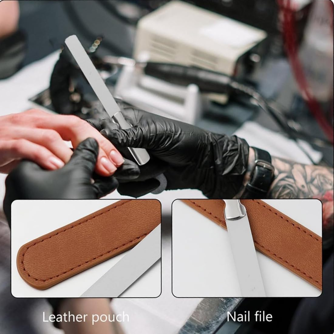 XXXX Metal Nail Files, Professional Double-Sided Stainless Steel Nail File with Leather Case, Premium Nail File for Men and Women, High Quality for All Nail Types image number 3