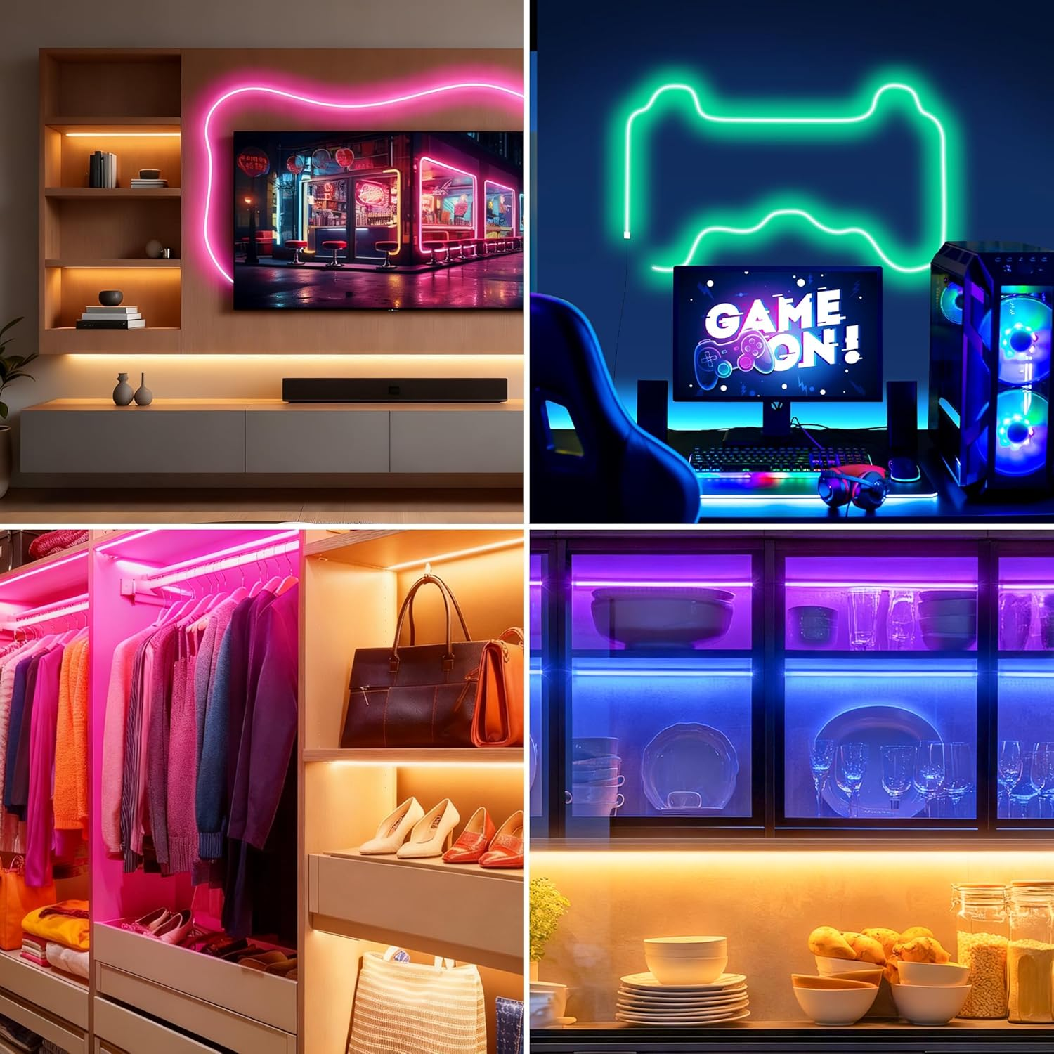 Cozylady USB Neon Rope Lights 5M,Waterproof 16.5Ft RGB LED Neon Light，Bluetooth App Control,Music Sync,Timer, Flexible DIY Color Changing Neon Strip Light for Bedroom Mirror Wall Party Outdoor Decor image number 3