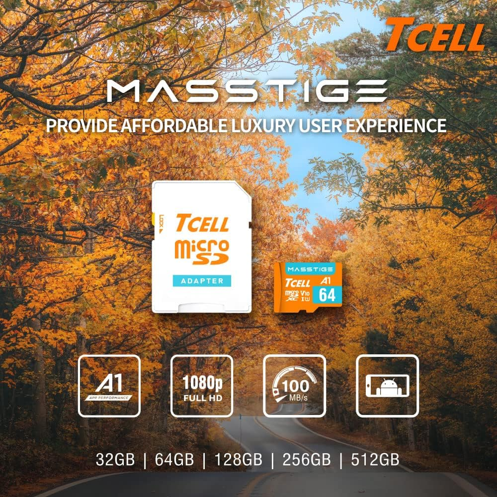 TCELL MASSTIGE 256GB Microsdxc Memory Card with Adapter - A1, UHS-I U3, V30, 4K, Micro SD Card, Read Speeds up to 100 Mb/S, Full HD & 4K UHD Microsd image number 2