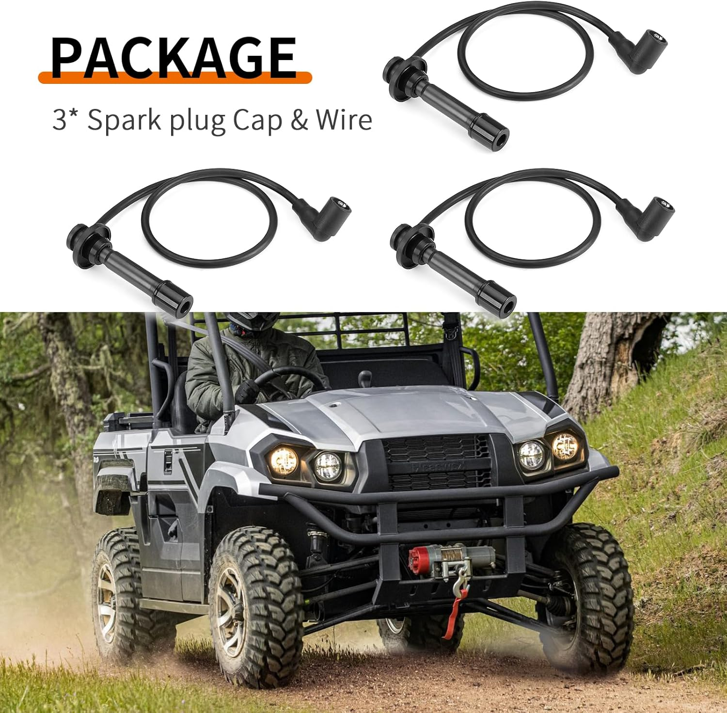 Spark Plug Cap & Wire for Kawasaki KAF820 KAT820 Mule PRO-FX PRO-FXR PRO-FXT 2015-2023 21150-0013 image number 5