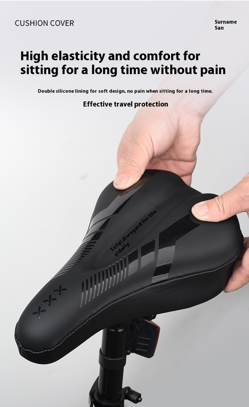 Bike Seat Cushion - Gel Padded Bike Seat Cover for Men & Women Comfort, Adjustable Velco Secure Bicycle Cushion, Upgraded Installation Fit with Peloton, Indoor & Outdoor Bicycle Saddle