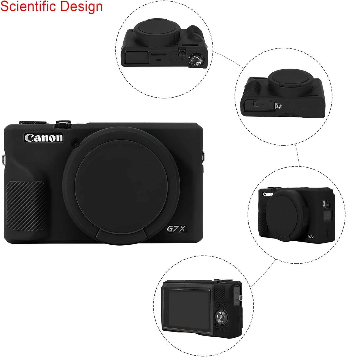 Elonbo Silicone Case for Canon Powershot G7X Mark III Digital Camera, Soft Protective Cover with Removable Lens Cover for Canon Powershot G7X Mark III DSLR Camera, Black - Pink image number 2