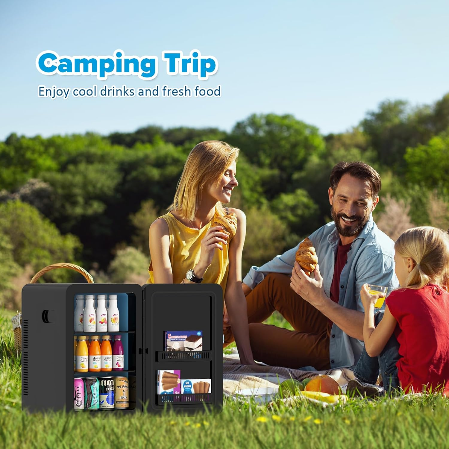 Advwin Mini Fridge 22L Portable Mini Refrigerator 12V Car Fridge Cooler, Black - Green image number 6