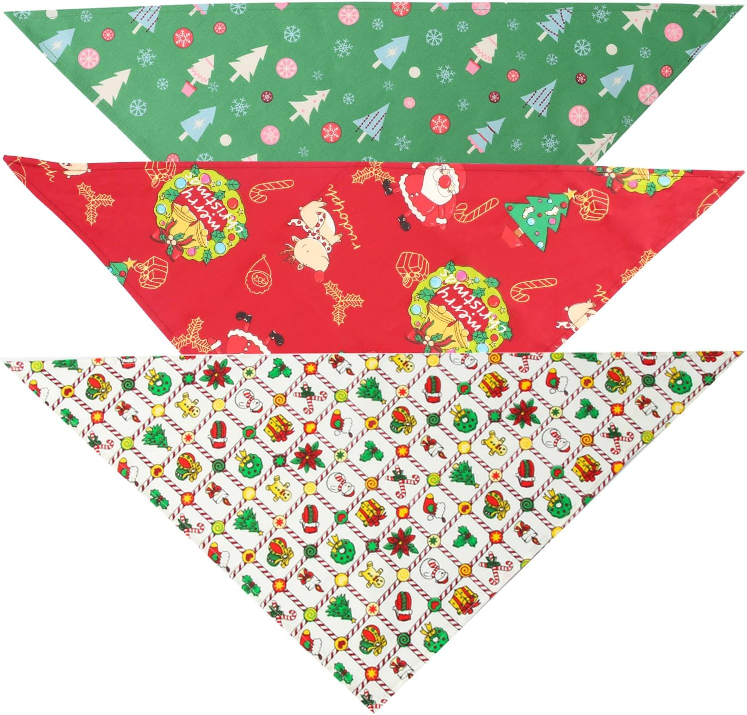 3 Pack Proxima Direct Christmas Triangle Dog Bandana,Washable and Adjustable Kerchief Set for Dogs Cats Pets, Christmas Painting Bibs Scarf image number 1