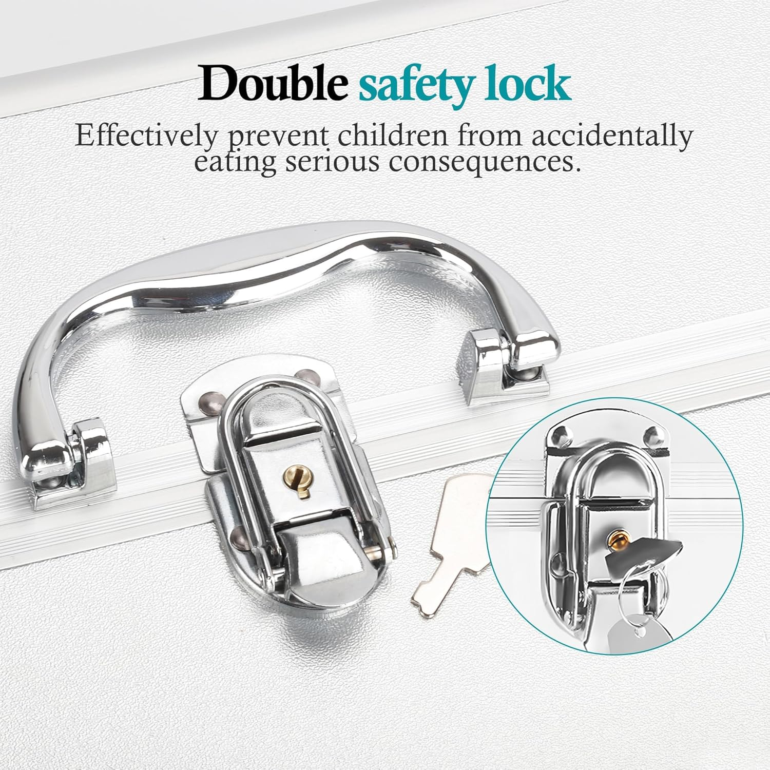 3 Layer Medicine Lock Box Large, Empty First Aid Box with Shoulder Strap and Lock, Portable Medicine Storage Box for Home, Office and Travel, 11.81 X 8.54 X 9.45 Inches image number 4