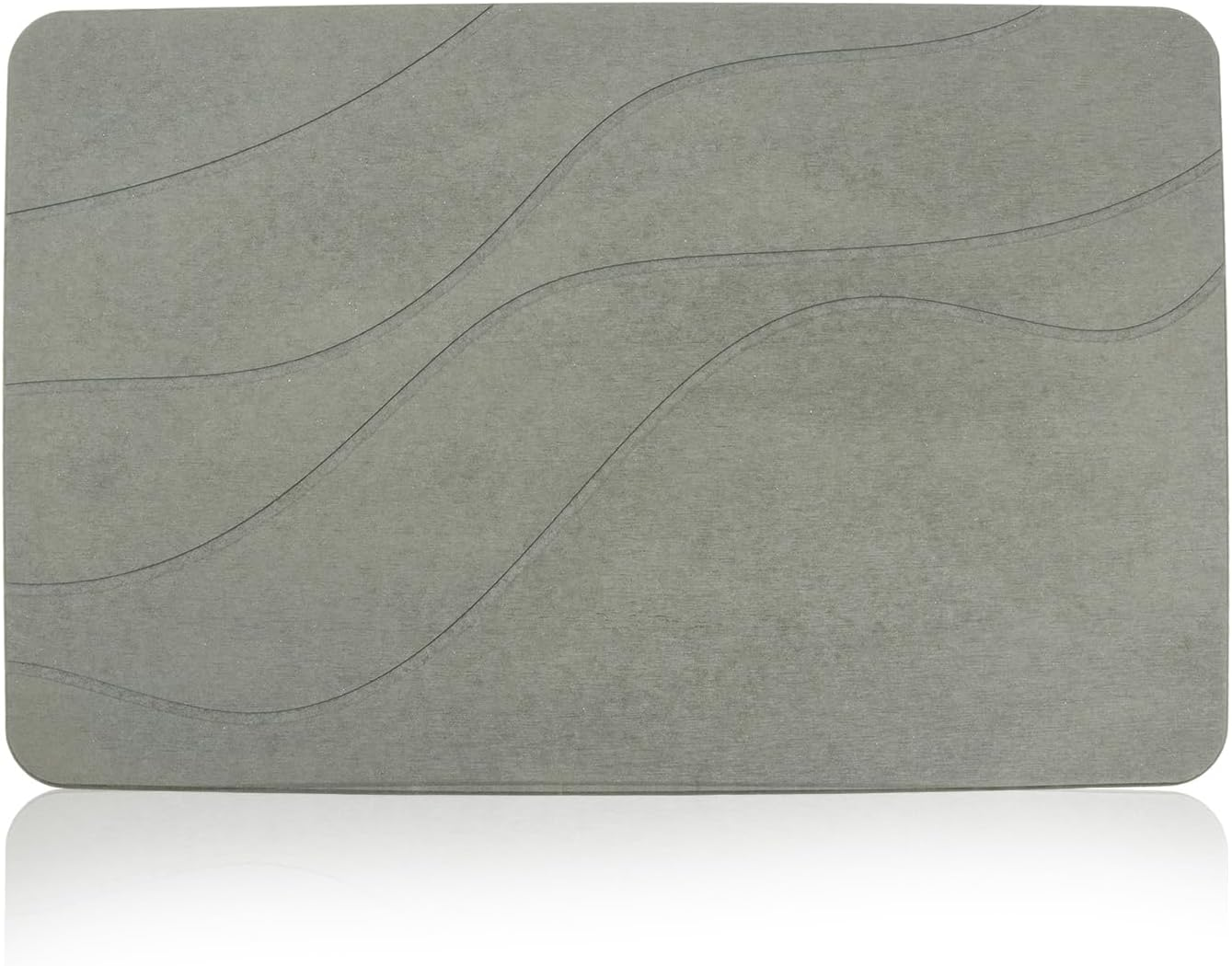 Natureva Home - Stone Bath Mat | Super Absorbent, Quick Dry, Non Slip | Modern Diatomite Bathroom Mats | Made of Natural Diatomaceous Earth (Light Gray, 60 * 40CM, Flat) (Line) image number 3