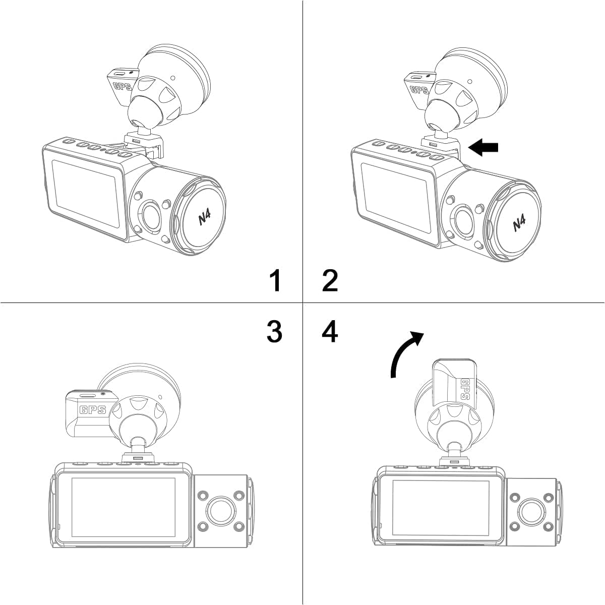 Vantrue N4 /N2S/X4S Dash Cam GPS Receiver Module Type C USB Port Car Suction Cup Mount for Windows image number 4